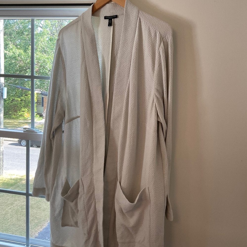 Eileen Fisher Long Seersucker Summer Jacket Blazer 3X